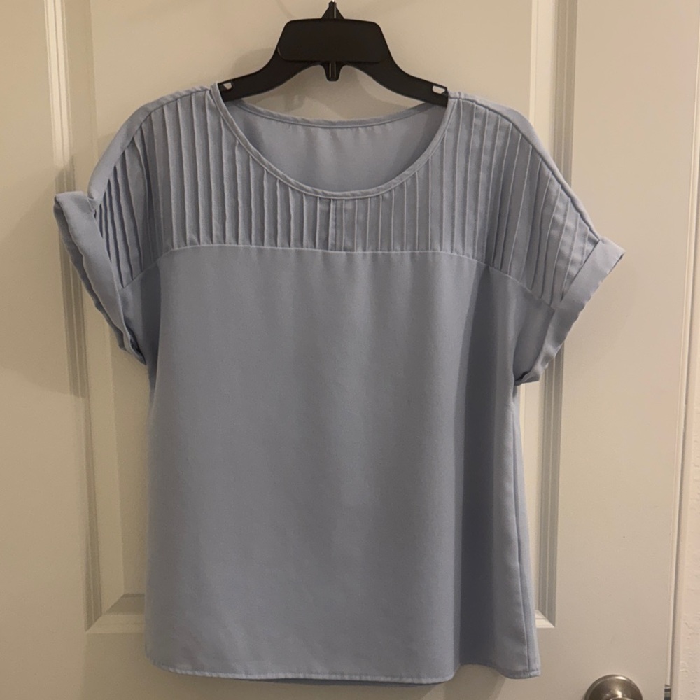 SHEIN Sky Blue Pleated Top